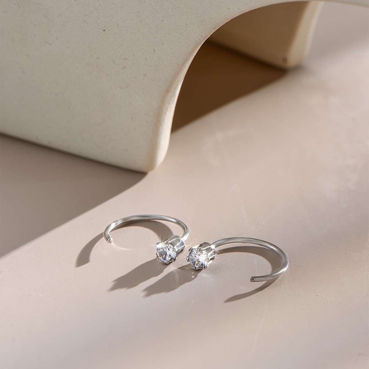 Cute Small Synthetic Zirconia Inlaid Women's Stud Earrings